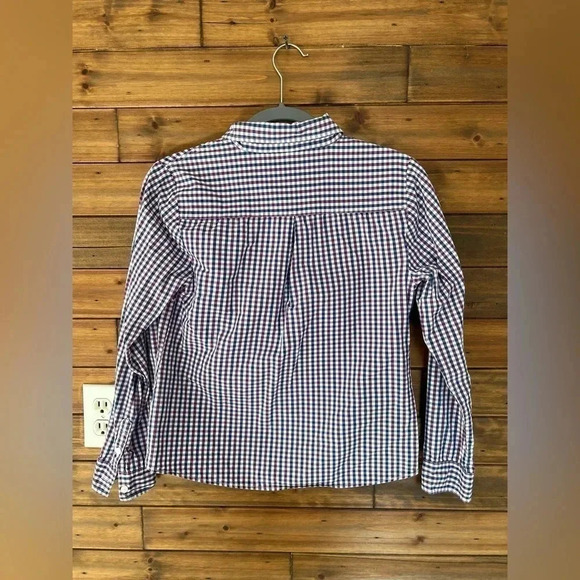 Per Se woman’s plaid button up shirt size medium color white purple and blue - Picture 5 of 5